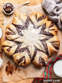 baked vegan nutella star bread