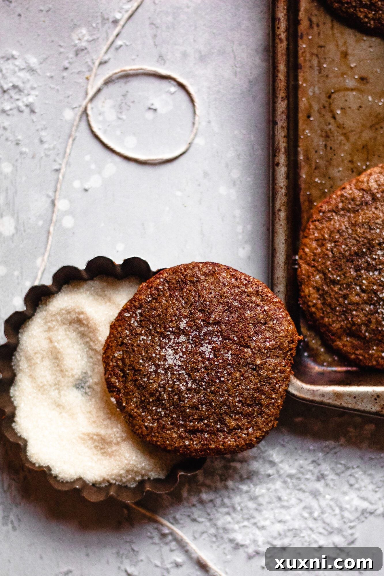 ginger molasses cookie in sugar