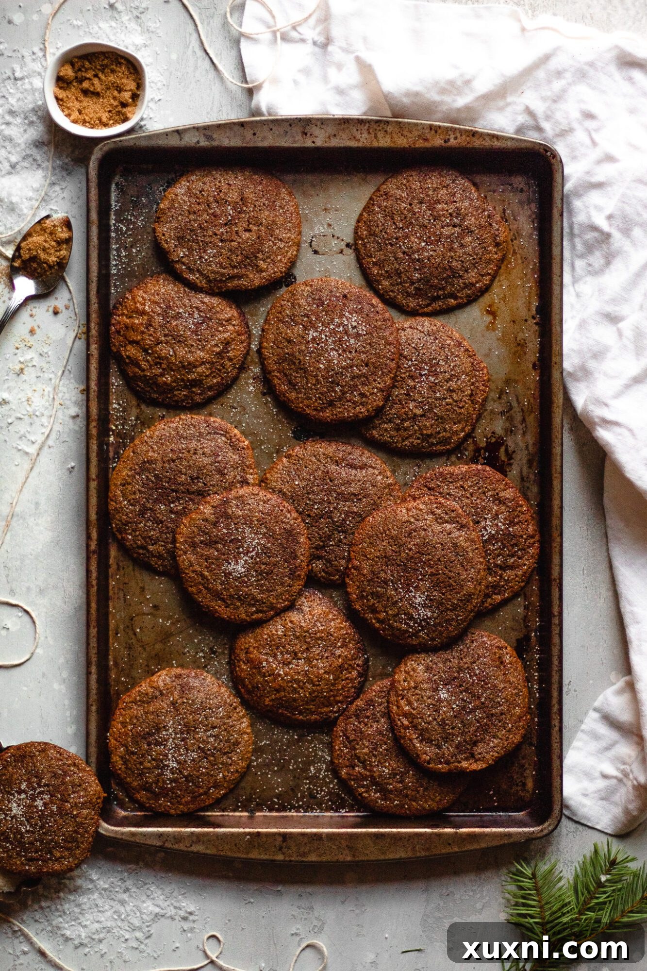 tray of molasses cookies