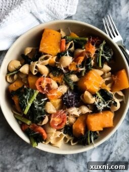 Healthy Gluten Free Butternut Squash and Kale Pasta