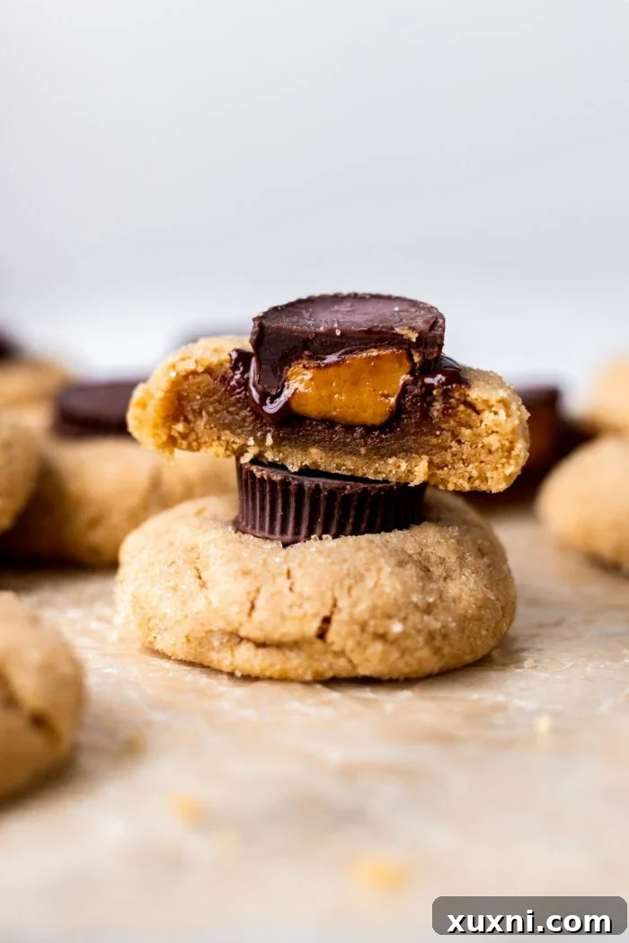 stacked vegan peanut butter cup cookies