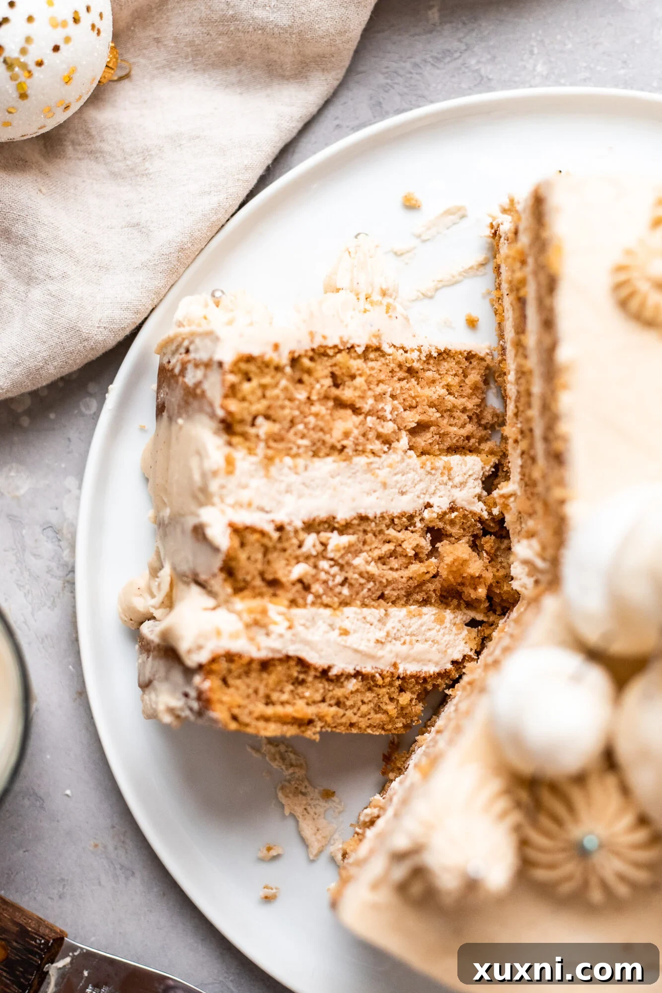 slice of vegan eggnog cake