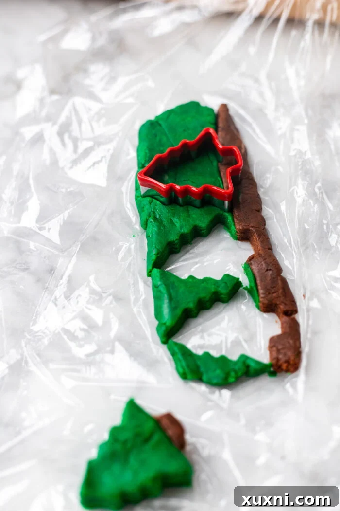 christmas trees being cut out