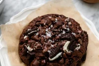 Irresistible Single Serve Nutella-Stuffed Oreo Double Chocolate Chip Cookie (Egg-Free, Dairy-Free)