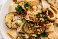 Creamy Vegan Lemon Zucchini Pasta with Crispy Pangrattato