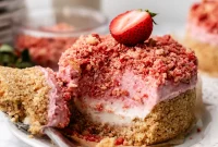 Mini No-Bake Strawberry Crunch Cheesecakes for Two