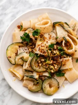 plate of lemon zucchini pasta