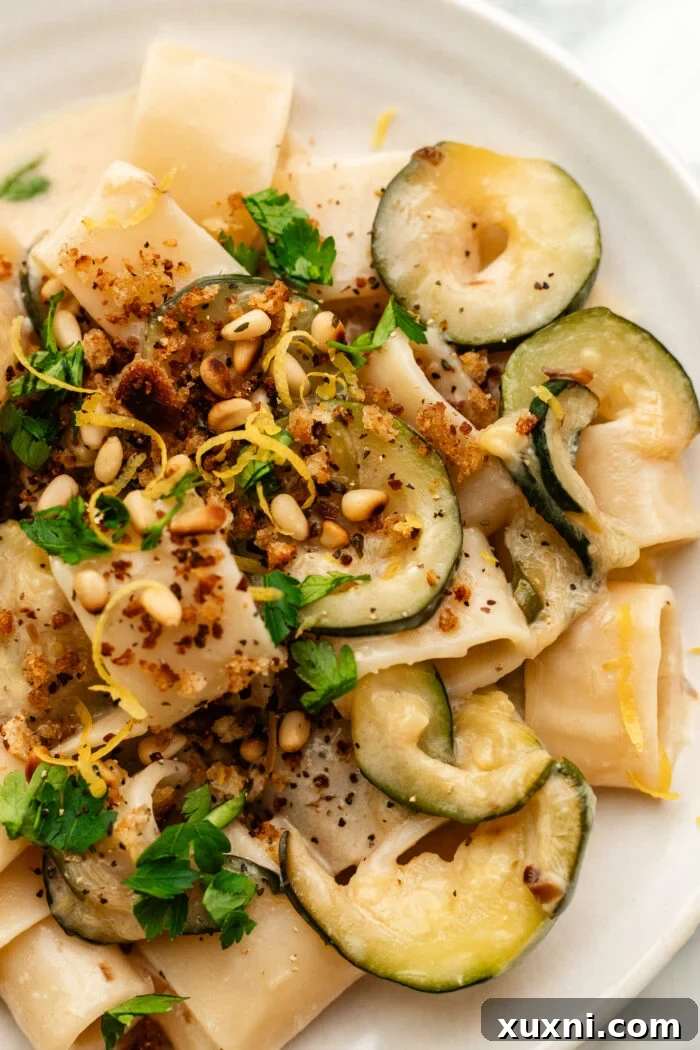 plate of lemon zucchini pasta 