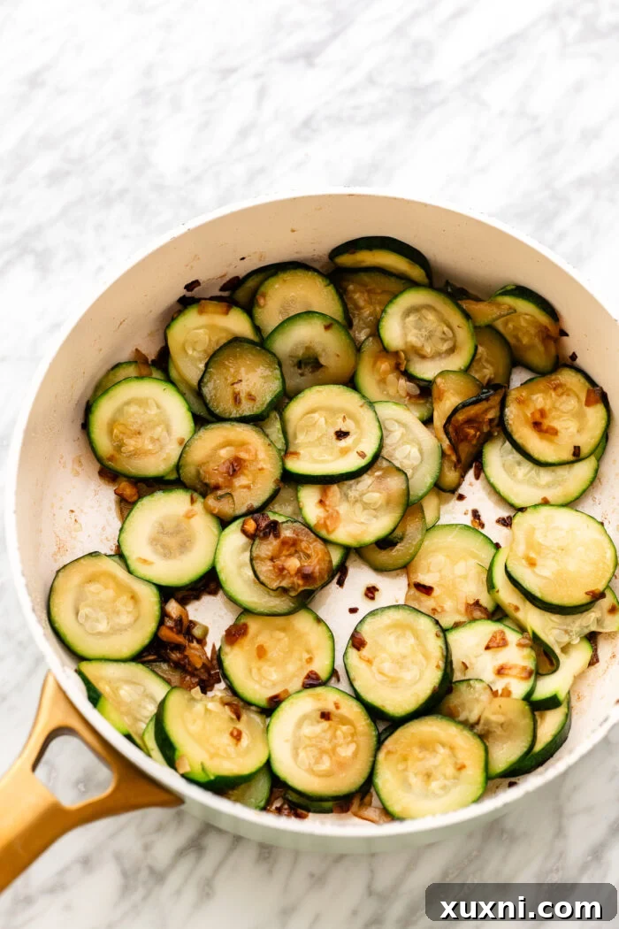 cooking the zucchini