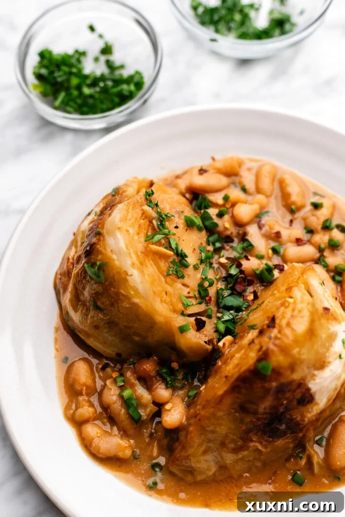 plated braised cabbage