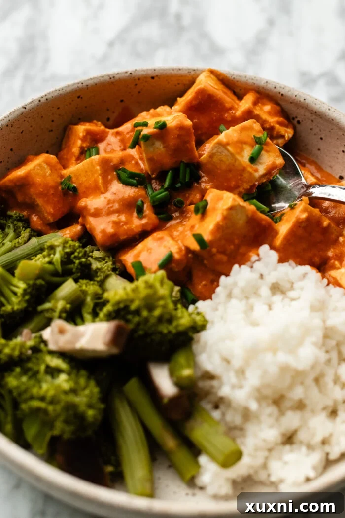 bowl of coconut spicy tofu
