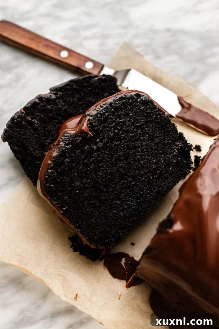 slices of vegan chocolate pound cake