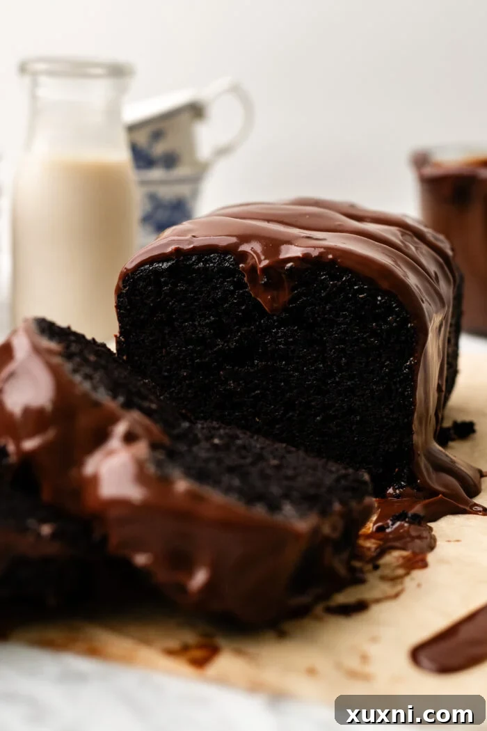 close up of chocolate loaf cake