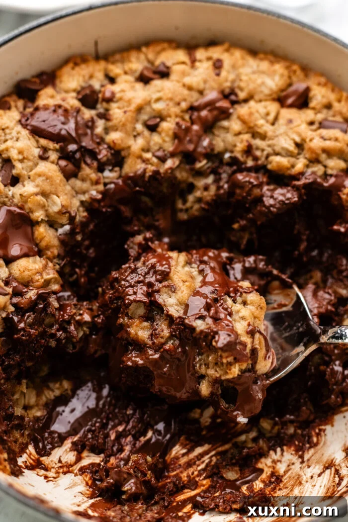 scooped oatmeal cookie skillet