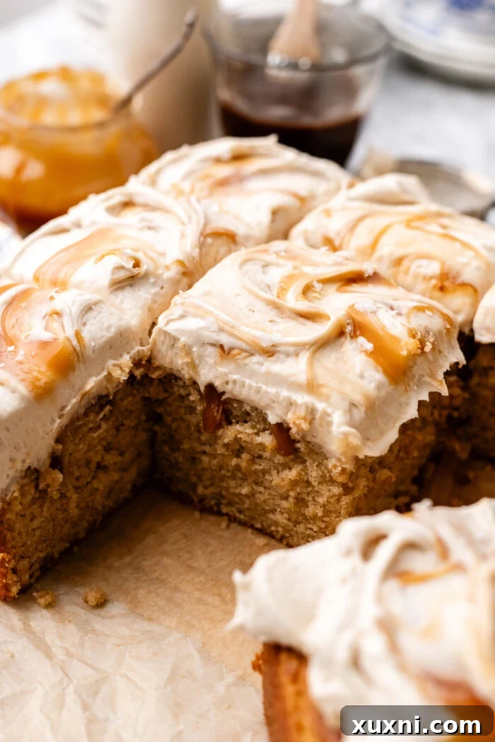 Moist Salted Caramel Latte Cake — Vegan Recipe 3 sliced latte cake