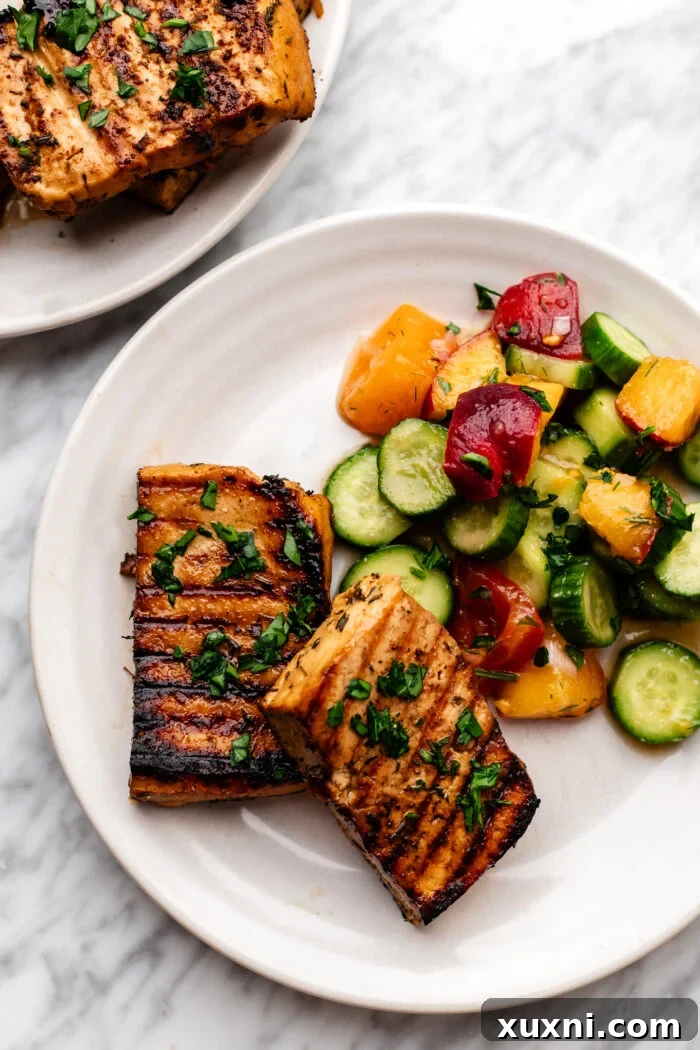 Juicy Grilled Balsamic Marinated Tofu Recipe 3 plated grilled tofu